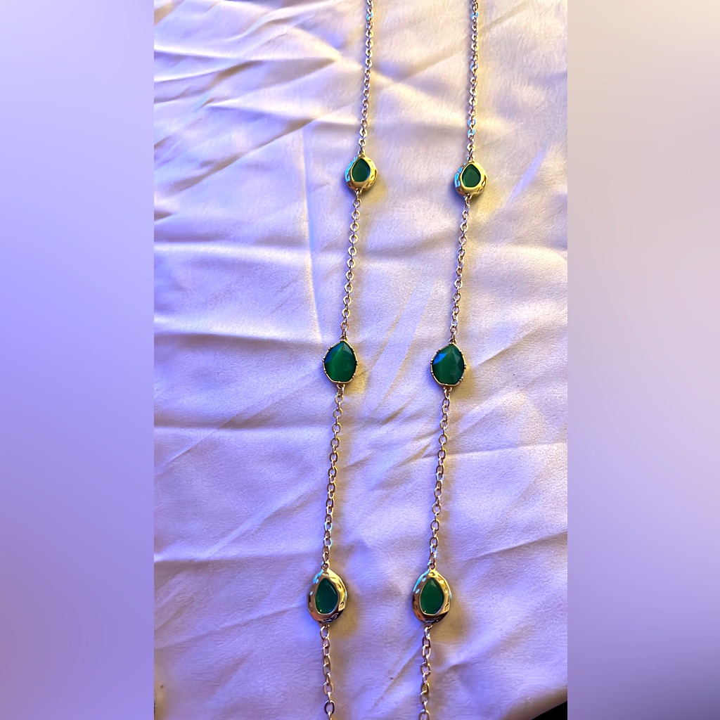 Green Multi Gemstones Long Necklace 9$